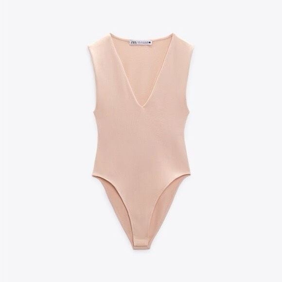 ✨Zara V-Neck Sleeveless Light Pink/Nude Sz Small Bodysuit✨ - Picture 3 of 7